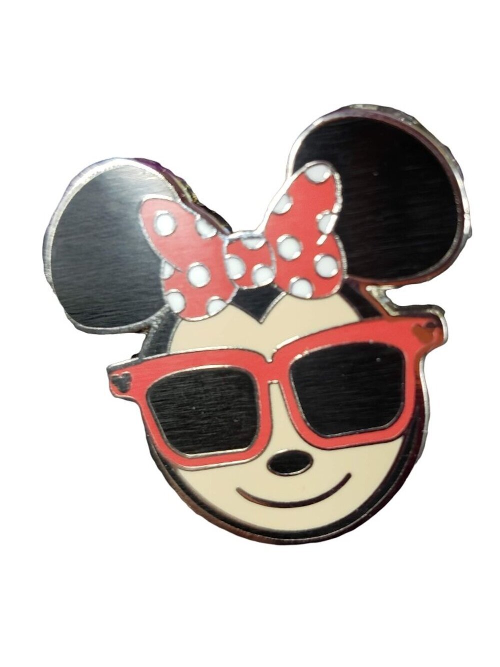 Disney Minnie Mouse Trading Pin Polk Dot Bow Emoji Sunglasses Lapel Pin Brooch